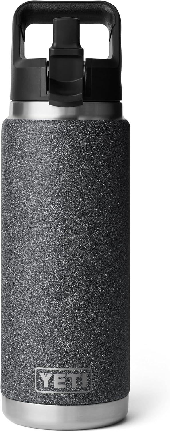 imageYETI Rambler 26 oz Bottle Vacuum Insulated Stainless Steel with Straw Cap Black StoneBlack StoneTextured