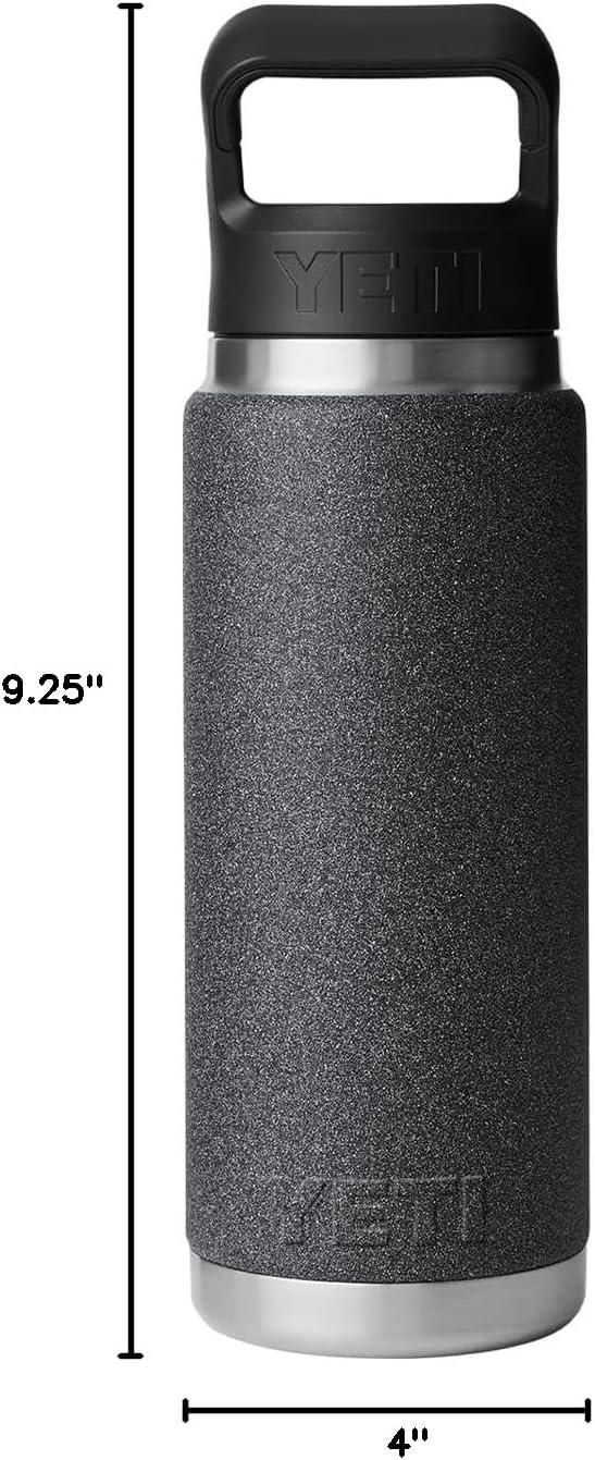 imageYETI Rambler 26 oz Bottle Vacuum Insulated Stainless Steel with Straw Cap Black StoneBlack StoneTextured