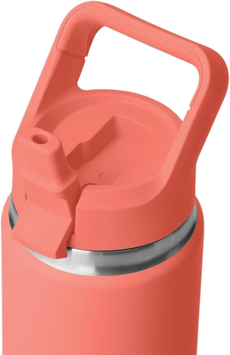 imageYETI Rambler 26 oz Bottle Vacuum Insulated Stainless Steel with Straw Cap Black StoneCoral