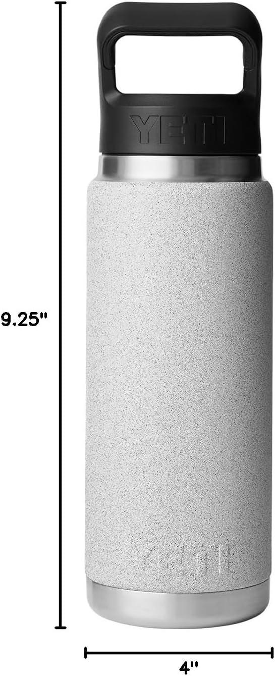 imageYETI Rambler 26 oz Bottle Vacuum Insulated Stainless Steel with Straw Cap Black StoneGrey StoneTextured
