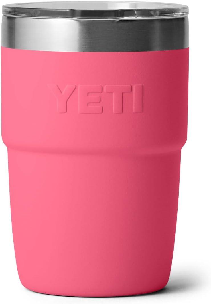 imageYETI Rambler 8 oz Insulated Coffee Mug with Lid Stackable DoubleWall Vacuum Insulated Coffee Cup DuraSip Ceramic Lining BaristaFriendly Design Stainless Steel Dishwasher SafeTropical Pink