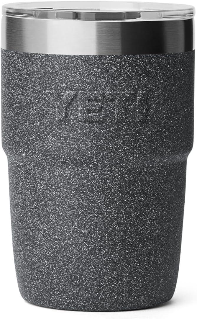 imageYETI Rambler 8 oz Insulated Coffee Mug with Lid Stackable DoubleWall Vacuum Insulated Coffee Cup DuraSip Ceramic Lining BaristaFriendly Design Stainless Steel Dishwasher SafeBlack Stone