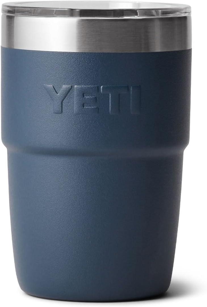 imageYETI Rambler 8 oz Insulated Coffee Mug with Lid Stackable DoubleWall Vacuum Insulated Coffee Cup DuraSip Ceramic Lining BaristaFriendly Design Stainless Steel Dishwasher SafeNavy