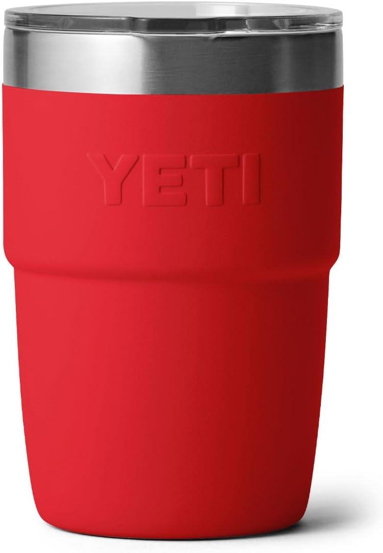 imageYETI Rambler 8 oz Insulated Coffee Mug with Lid Stackable DoubleWall Vacuum Insulated Coffee Cup DuraSip Ceramic Lining BaristaFriendly Design Stainless Steel Dishwasher SafeRescue Red