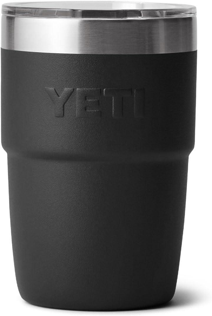 imageYETI Rambler 8 oz Insulated Coffee Mug with Lid Stackable DoubleWall Vacuum Insulated Coffee Cup DuraSip Ceramic Lining BaristaFriendly Design Stainless Steel Dishwasher SafeBlack