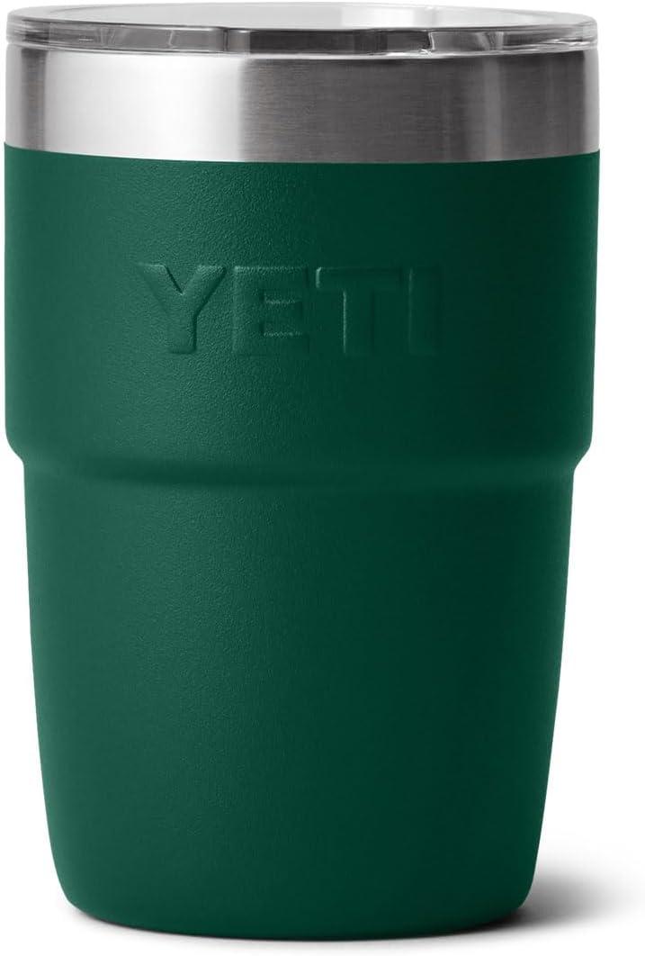 imageYETI Rambler 8 oz Insulated Coffee Mug with Lid Stackable DoubleWall Vacuum Insulated Coffee Cup DuraSip Ceramic Lining BaristaFriendly Design Stainless Steel Dishwasher SafeBlack Forest Green