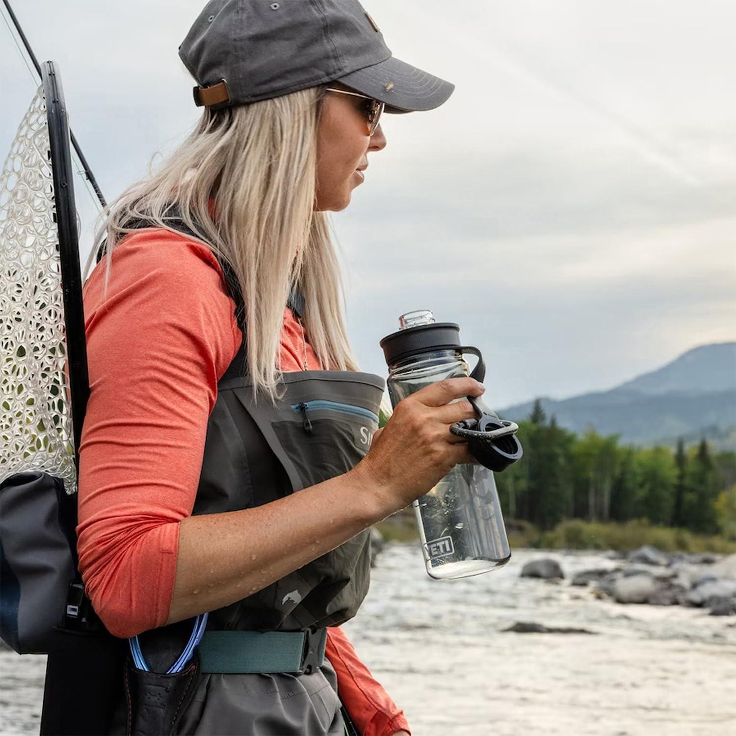 imageYETI Yonder Water Bottle with Yonder Tether Cap Lightweight Leakproof and BPAFreeBlack Forest Green