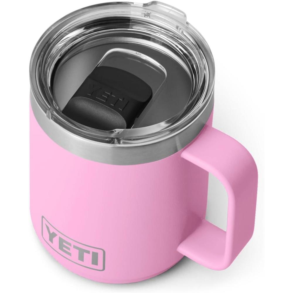 imageYETI Rambler 10 oz Stackable Mug Vacuum Insulated Stainless Steel with MagSlider Lid WhitePower Pink