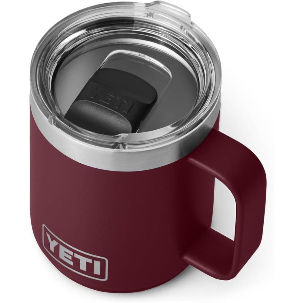 imageYETI Rambler 10 oz Stackable Mug Vacuum Insulated Stainless Steel with MagSlider Lid WhiteWild Vine Red