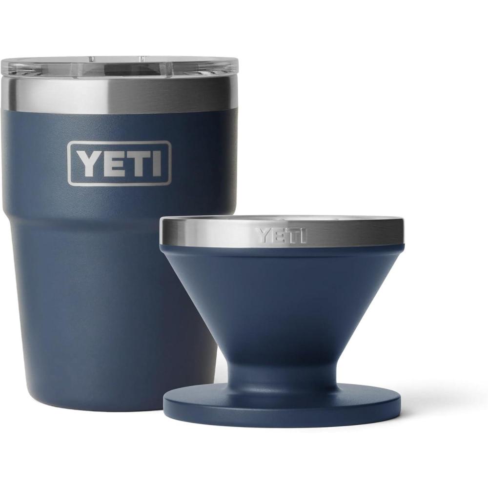 imageYETI Rambler 16 oz Stackable Tumbler Stainless Steel Vacuum Insulated with MagSlider Lid Pour Over Coffee Maker Accessory Ramblers Navy