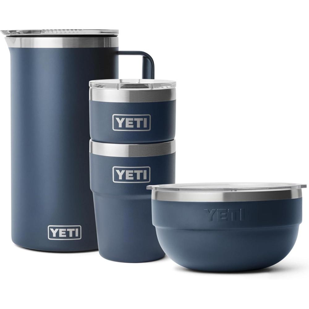 imageYETI Rambler 2 16 oz Stackable Tumbler 2 Quart Bowl 64 oz Pitcher with MagSlider Lid Navy