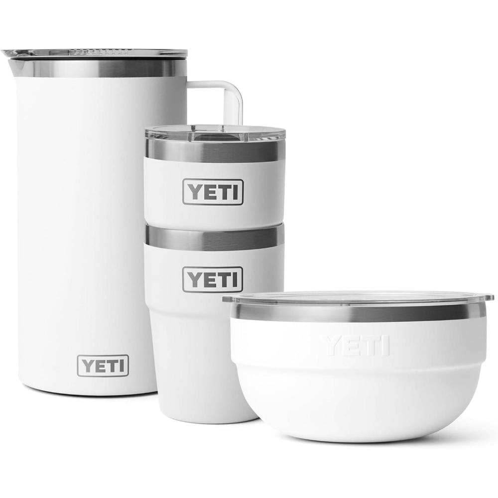 imageYETI Rambler 2 16 oz Stackable Tumbler 2 Quart Bowl 64 oz Pitcher with MagSlider Lid White