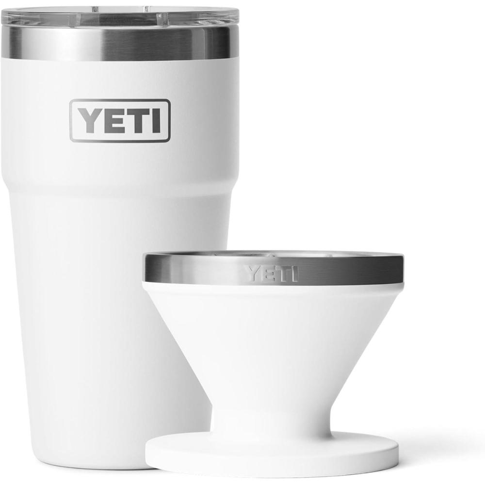imageYETI Rambler 20 oz Stackable Tumbler Stainless Steel Vacuum Insulated with MagSlider Lid Pour Over Coffee Maker Accessory Ramblers White