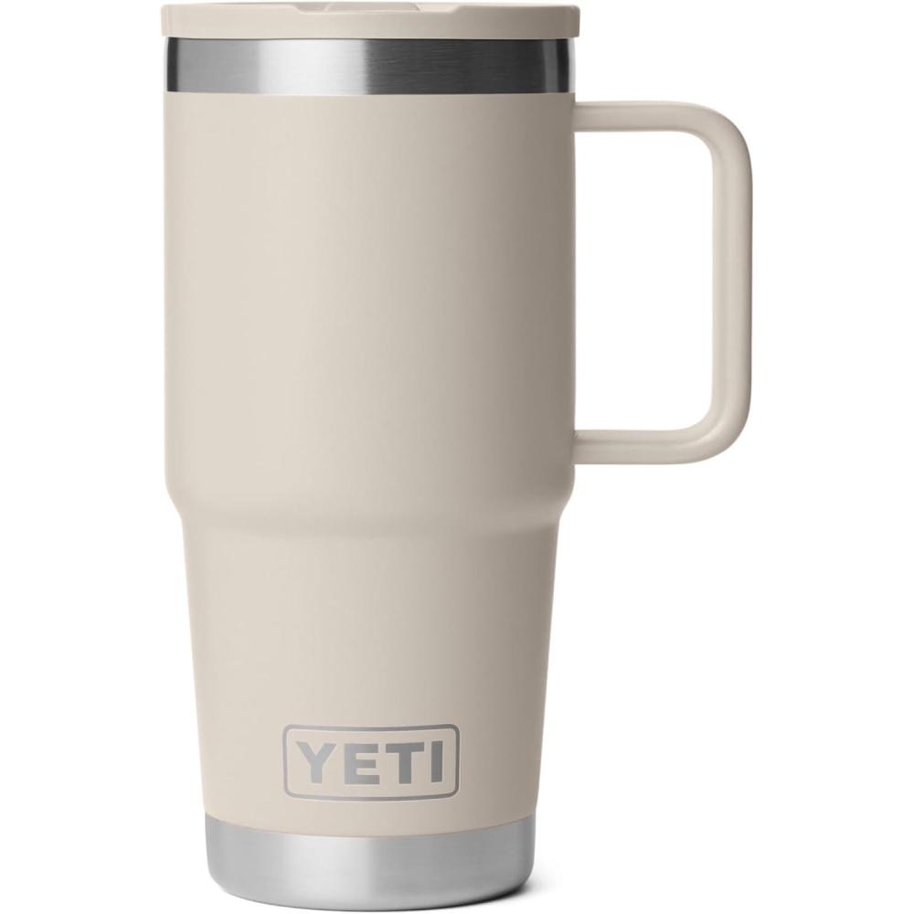 imageYETI Rambler 20 oz Travel Mug with Flip Straw Lid Stainless Steel Vacuum Insulated Leakproof Cup Holder FriendlyCape Taupe
