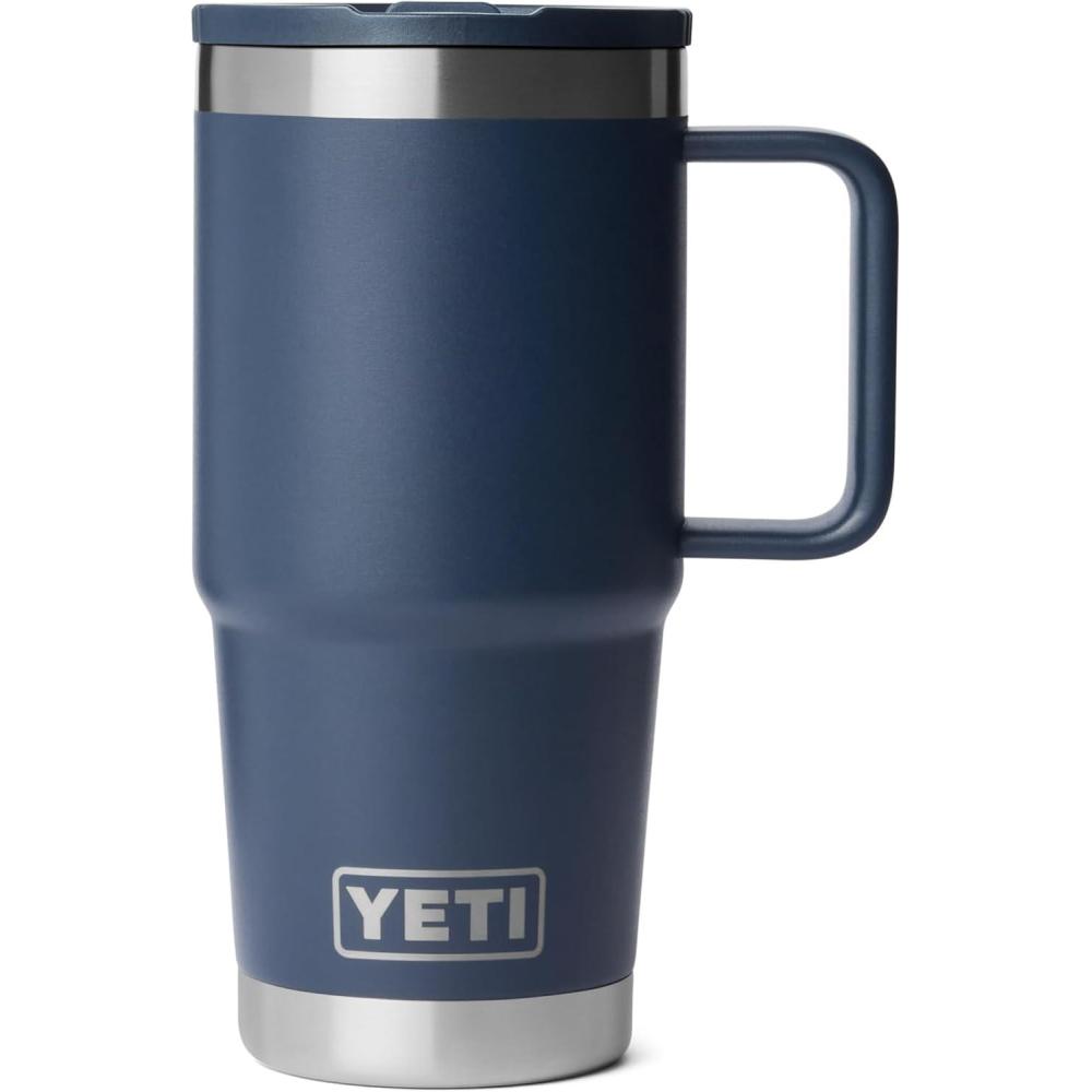 imageYETI Rambler 20 oz Travel Mug with Flip Straw Lid Stainless Steel Vacuum Insulated Leakproof Cup Holder FriendlyNavy