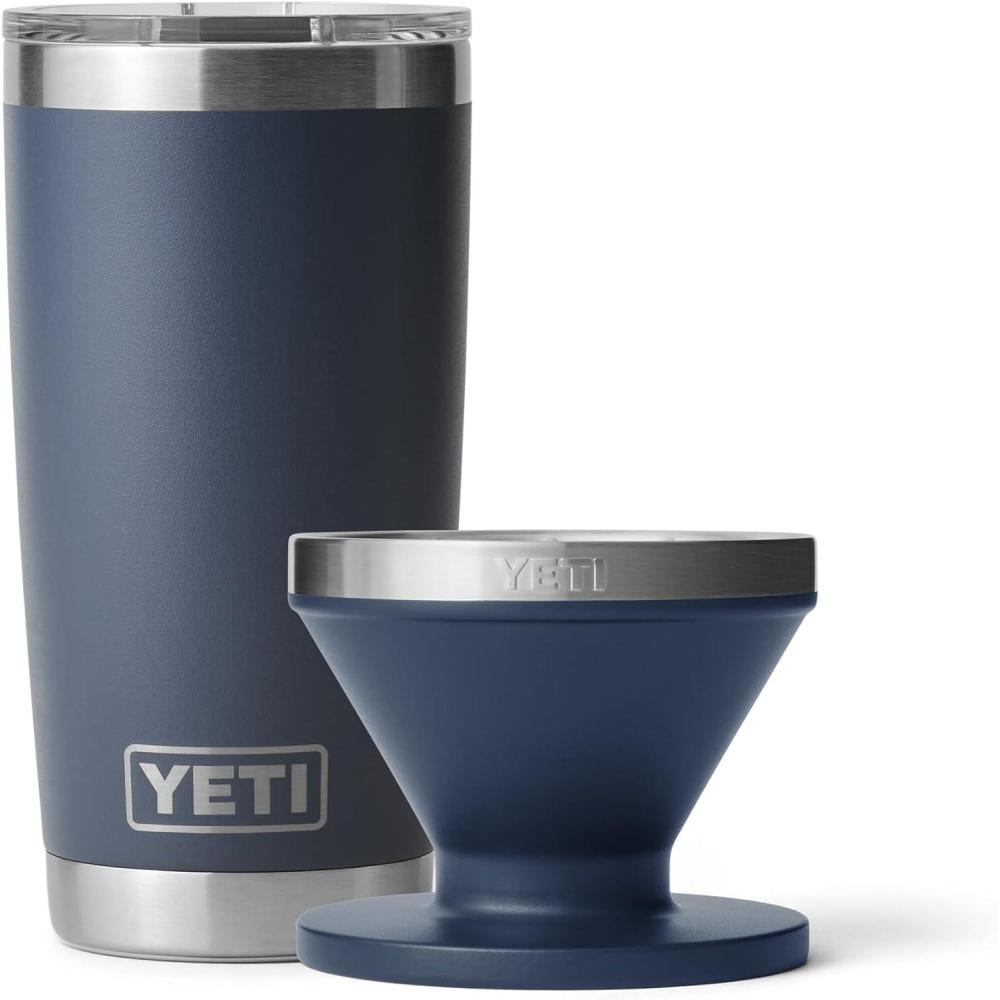 imageYETI Rambler 20 oz Tumbler Stainless Steel Vacuum Insulated with MagSlider Lid Pour Over Coffee Maker Accessory Ramblers Navy