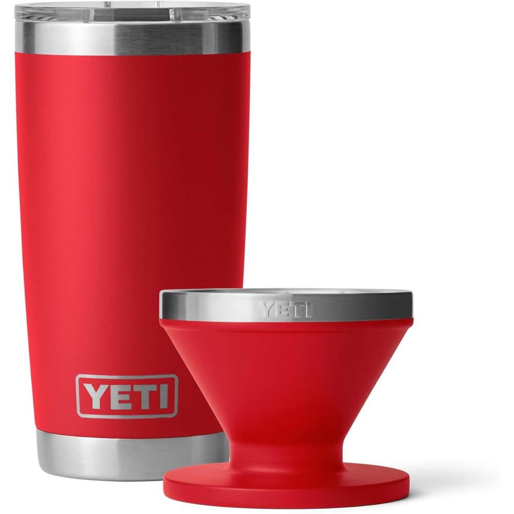 imageYETI Rambler 20 oz Tumbler Stainless Steel Vacuum Insulated with MagSlider Lid Pour Over Coffee Maker Accessory Ramblers Rescue Red