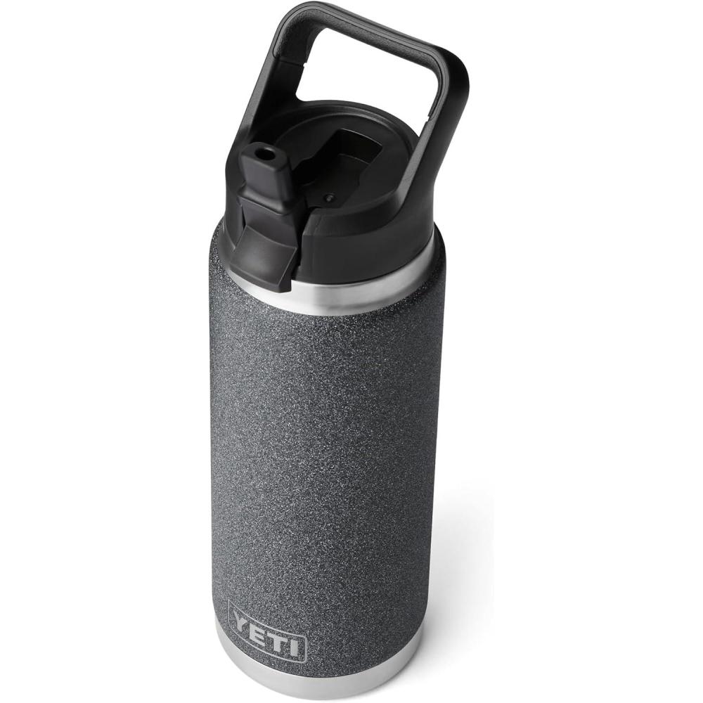 imageYETI Rambler 26 oz Bottle Vacuum Insulated Stainless Steel with Straw Cap Black StoneBlack StoneTextured