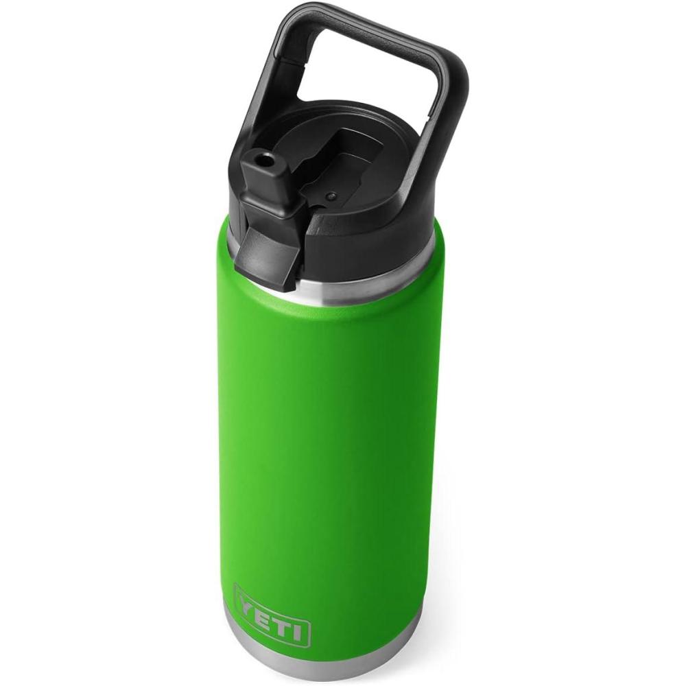 imageYETI Rambler 26 oz Bottle Vacuum Insulated Stainless Steel with Straw Cap Black StoneCanopy Green