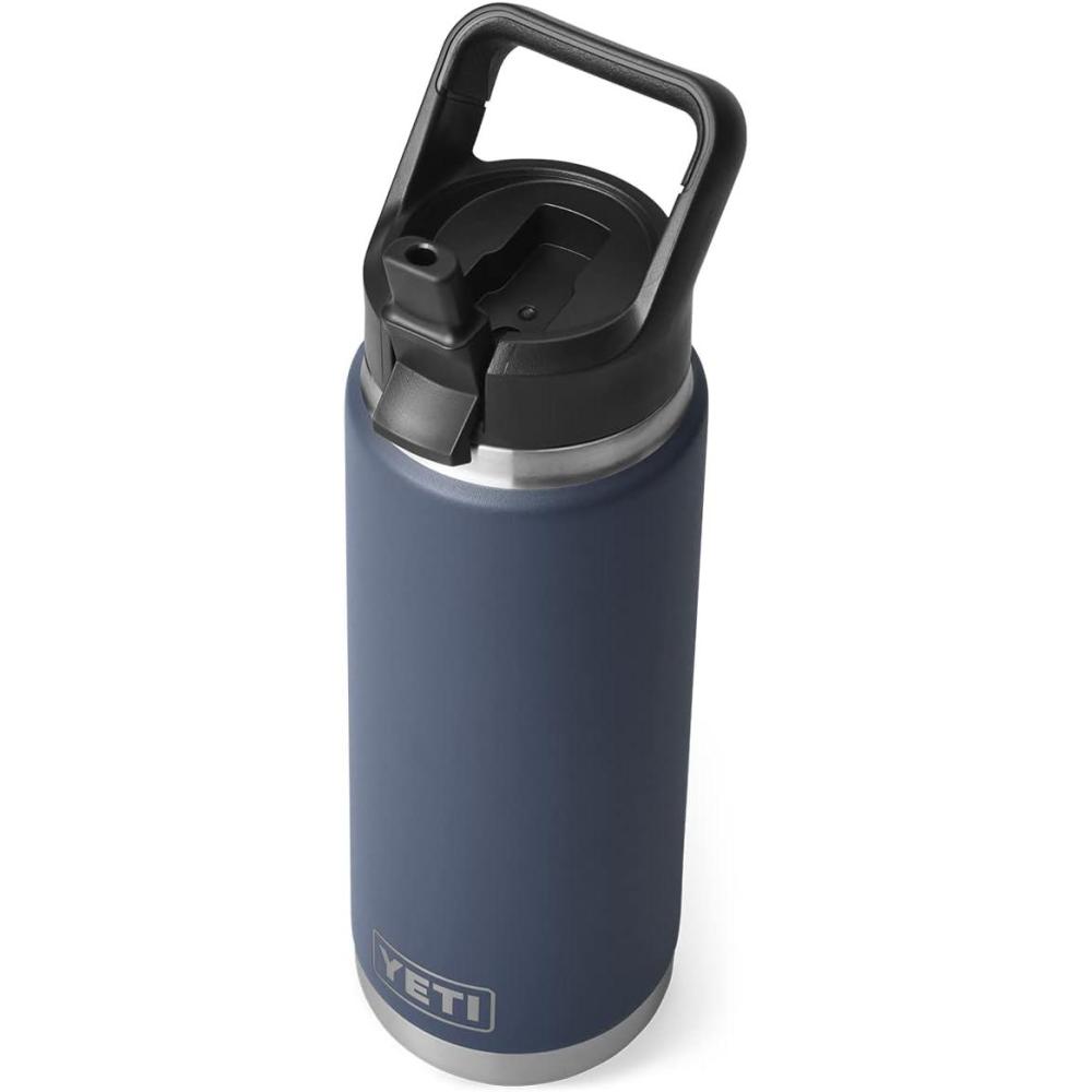 imageYETI Rambler 26 oz Bottle Vacuum Insulated Stainless Steel with Straw Cap Black StoneNavy