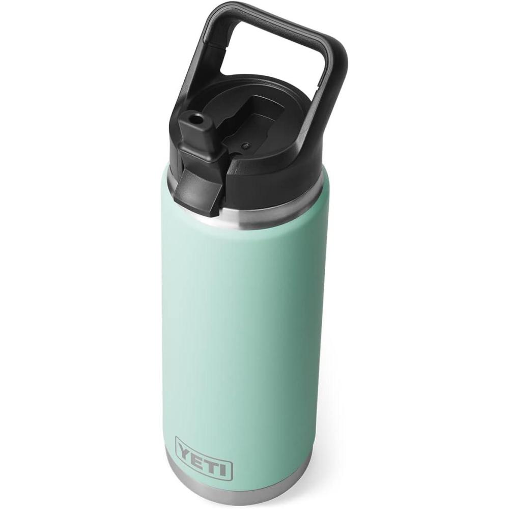 imageYETI Rambler 26 oz Bottle Vacuum Insulated Stainless Steel with Straw Cap Black StoneSeafoam