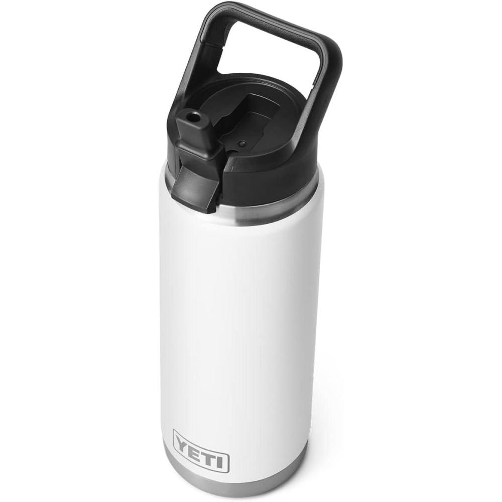 imageYETI Rambler 26 oz Bottle Vacuum Insulated Stainless Steel with Straw Cap Black StoneWhite