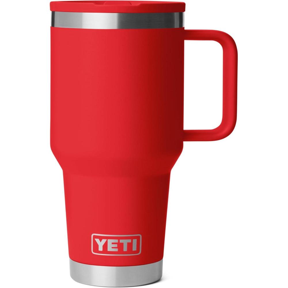 imageYETI Rambler 30 oz Travel Mug with Flip Straw Lid Stainless Steel Vacuum Insulated Leakproof Cup Holder FriendlyRescue Red