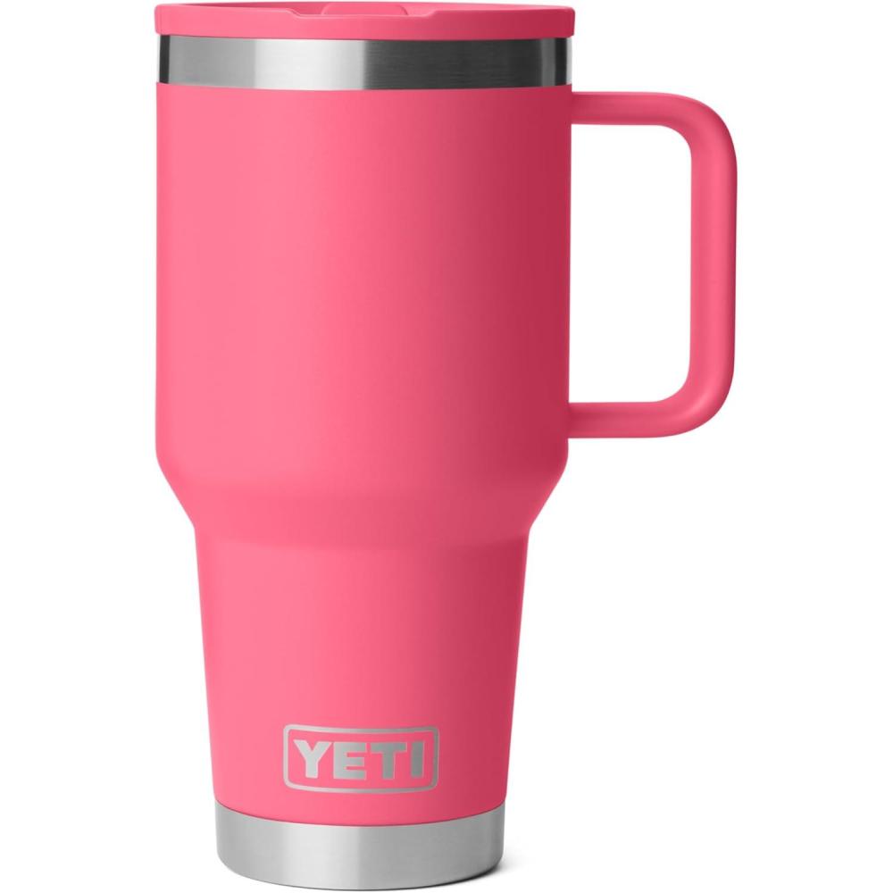 imageYETI Rambler 30 oz Travel Mug with Flip Straw Lid  Stainless Steel Vacuum Insulated Leakproof Cup Holder FriendlyTropical Pink