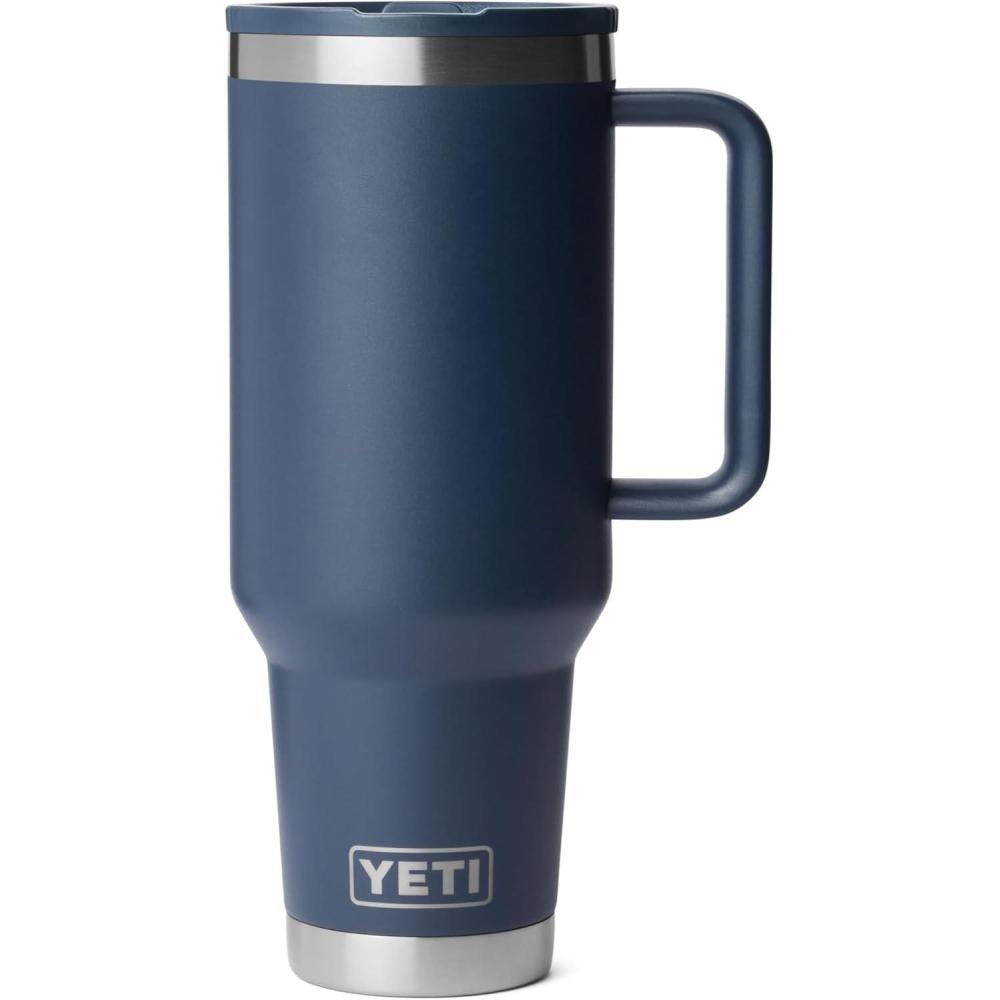 imageYETI Rambler 40 oz Travel Mug with Flip Straw Lid Stainless Steel Vacuum Insulated Leakproof Cup Holder FriendlyNavy