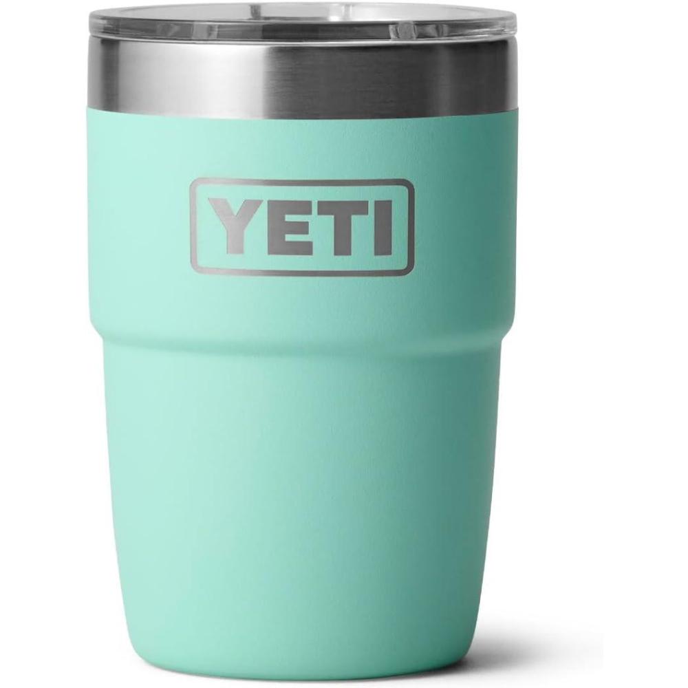 imageYETI Rambler 8 oz Insulated Coffee Mug with Lid Stackable DoubleWall Vacuum Insulated Coffee Cup DuraSip Ceramic Lining BaristaFriendly Design Stainless Steel Dishwasher SafeSeafoam