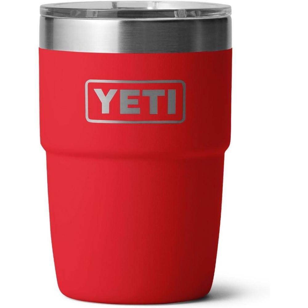 imageYETI Rambler 8 oz Insulated Coffee Mug with Lid Stackable DoubleWall Vacuum Insulated Coffee Cup DuraSip Ceramic Lining BaristaFriendly Design Stainless Steel Dishwasher SafeRescue Red