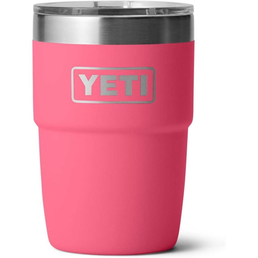 imageYETI Rambler 8 oz Insulated Coffee Mug with Lid Stackable DoubleWall Vacuum Insulated Coffee Cup DuraSip Ceramic Lining BaristaFriendly Design Stainless Steel Dishwasher SafeTropical Pink