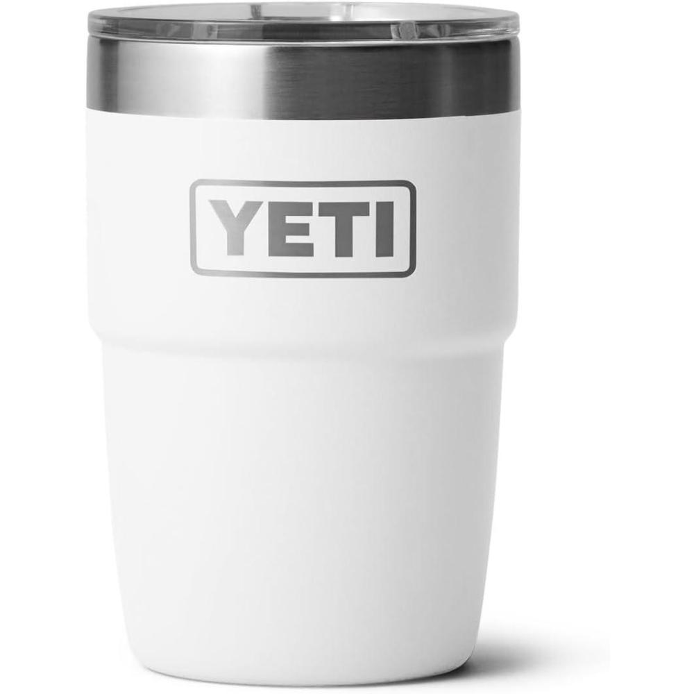 imageYETI Rambler 8 oz Insulated Coffee Mug with Lid Stackable DoubleWall Vacuum Insulated Coffee Cup DuraSip Ceramic Lining BaristaFriendly Design Stainless Steel Dishwasher SafeWhite