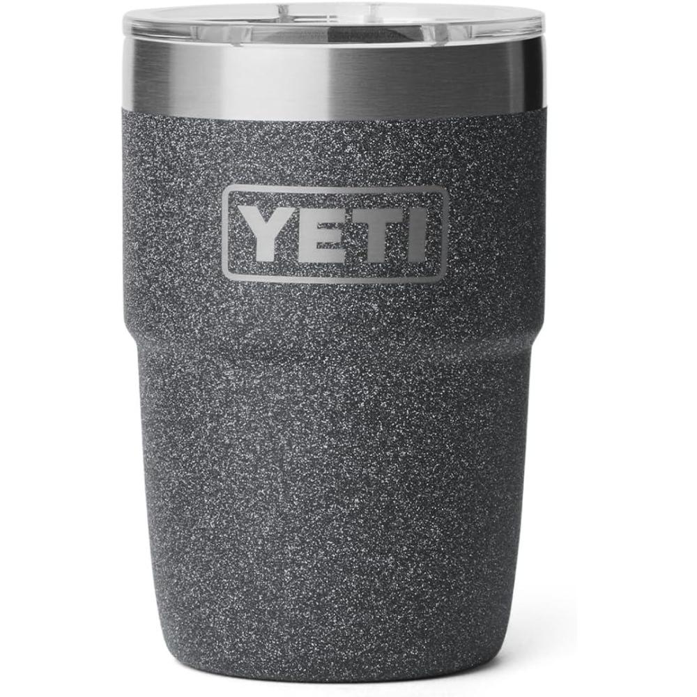 imageYETI Rambler 8 oz Insulated Coffee Mug with Lid  Stackable DoubleWall Vacuum Insulated Coffee Cup  DuraSip Ceramic Lining  BaristaFriendly Design  Stainless Steel  Dishwasher SafeBlack Stone