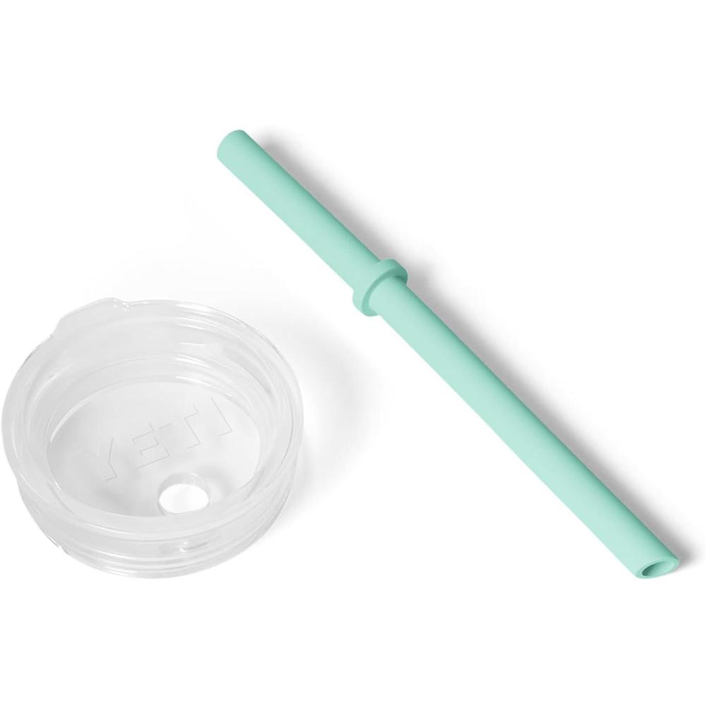 imageYETI Rambler Silicone Adjustable Straw Lid Easy Sipping Leakproof DishwasherSafe BPAFree Compatible with R10 oz Jr Tumbler R8 oz Stackable R10 Wine TumblerSeafoam