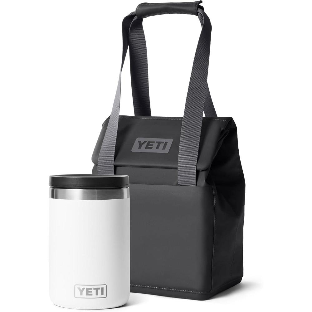 imageYETI White Rambler 16 oz Food Jar Vacuum Insulated Stainless Steel With Airtight Lid Daytrip 14L Insulated Soft Cooler Tote Bag Charcoal