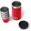 YETI 7 oz Flask with Color Matching Set of Shot Glasses, Rescue Red