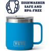 YETI Rambler 10 oz Stackable Mug, Vacuum Insulated, Stainless Steel with MagSlider Lid, White(Big Wave Blue)