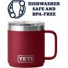 YETI Rambler 10 oz Stackable Mug, Vacuum Insulated, Stainless Steel with MagSlider Lid, White(Harvest Red)