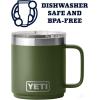YETI Rambler 10 oz Stackable Mug, Vacuum Insulated, Stainless Steel with MagSlider Lid, White(Highlands Olive)