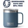 YETI Rambler 10 oz Stackable Mug, Vacuum Insulated, Stainless Steel with MagSlider Lid, White(Nordic Blue)