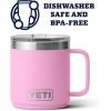 YETI Rambler 10 oz Stackable Mug, Vacuum Insulated, Stainless Steel with MagSlider Lid, White(Power Pink)