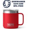 YETI Rambler 10 oz Stackable Mug, Vacuum Insulated, Stainless Steel with MagSlider Lid, White(Rescue Red)