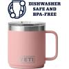 YETI Rambler 10 oz Stackable Mug, Vacuum Insulated, Stainless Steel with MagSlider Lid, White(Sandstone Pink)