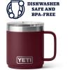 YETI Rambler 10 oz Stackable Mug, Vacuum Insulated, Stainless Steel with MagSlider Lid, White(Wild Vine Red)