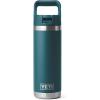 YETI Rambler 18 oz Bottle, Vacuum Insulated, Stainless Steel with Straw Cap, Moon Dust(Agave Teal)