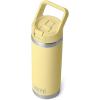 YETI Rambler 18 oz Bottle, Vacuum Insulated, Stainless Steel with Straw Cap, Moon Dust(Daybreak Yellow)