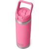 YETI Rambler 18 oz Bottle, Vacuum Insulated, Stainless Steel with Straw Cap, Moon Dust(Harbor Pink)