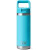 YETI Rambler 18 oz Bottle, Vacuum Insulated, Stainless Steel with Straw Cap, Moon Dust(Reef Blue)