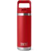 YETI Rambler 18 oz Bottle, Vacuum Insulated, Stainless Steel with Straw Cap, Moon Dust(Rescue Red)
